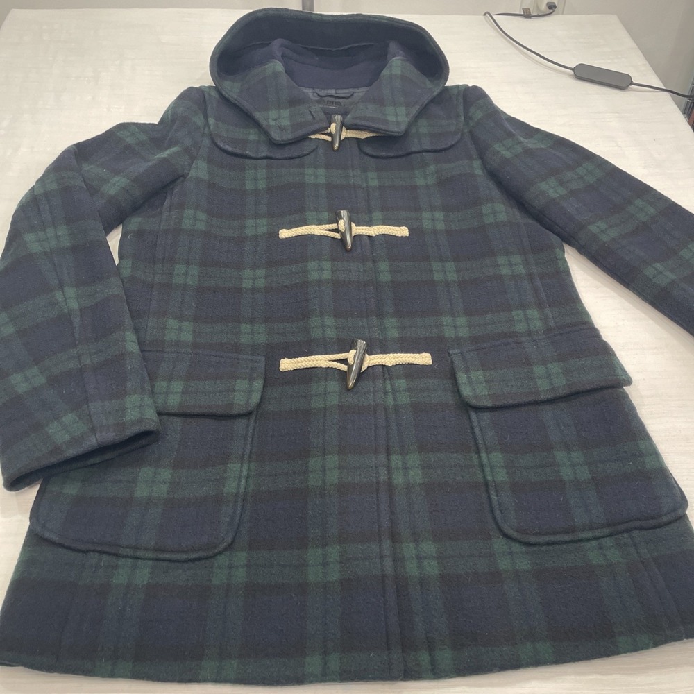 UNIQLO Womens Wool Blend Coat Size M Navy Green Preppy Fisherman Classic